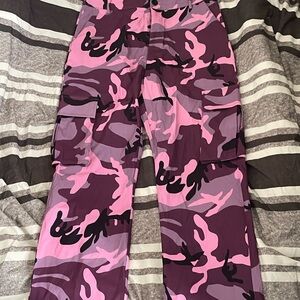 Women's Camouflage Cargo Pants - Purple and Pink